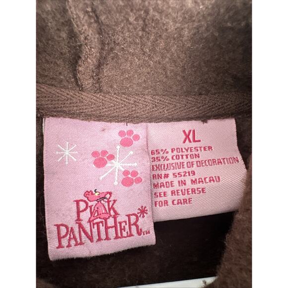 Vintage Y2K Pink Panther “back off” Hoodie Brown Size XL - Picture 5 of 10